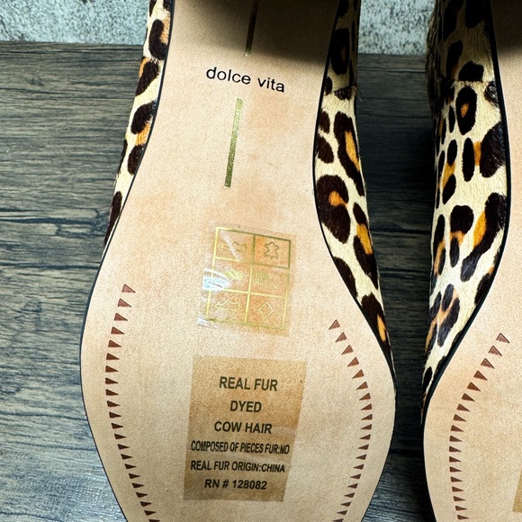 Dolce Vita leopard print Cyan fur heeled booties, animal print boots, size 9.5 - Picture 7 of 8